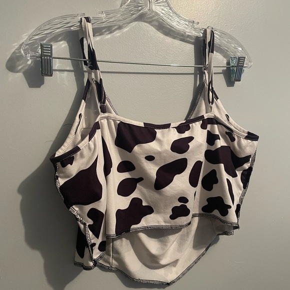 Cow Print Women’s Cami Crop Top Size 3XL Contrast Stitch Corset Soft Approx XL - Picture 11 of 16